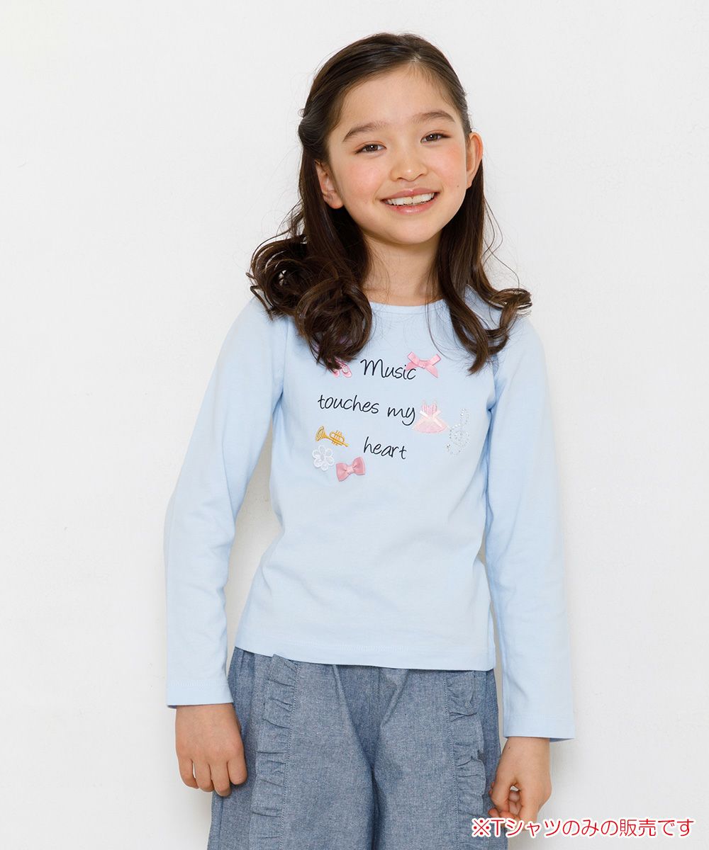 Children's clothing girl 100 % cotton logo print T -shirt blue (61) model image 1