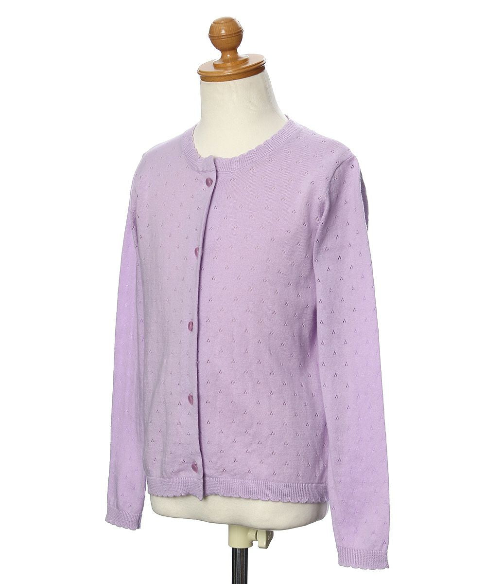 Children's clothing girl 100 % cotton eyelet braid cardigan purple (91) torso