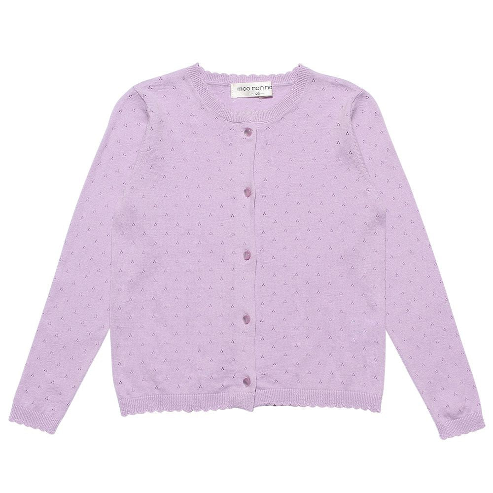 Children's clothing girl 100 % cotton eyelet braid cardigan purple (91) front