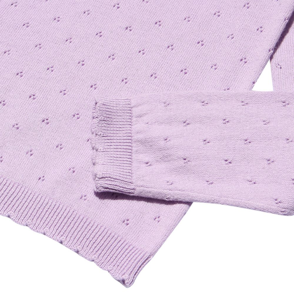 Children's clothing girl 100 % cotton eyelet braid cardigan purple (91) Design point 2