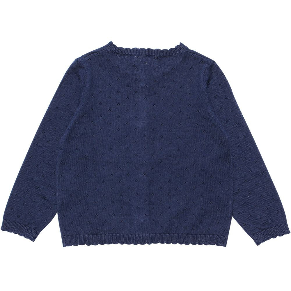 Baby Clothes Boy Baby Baby Size 100 % Cotton Eyelette Knitting Cardigan Navy (06) back