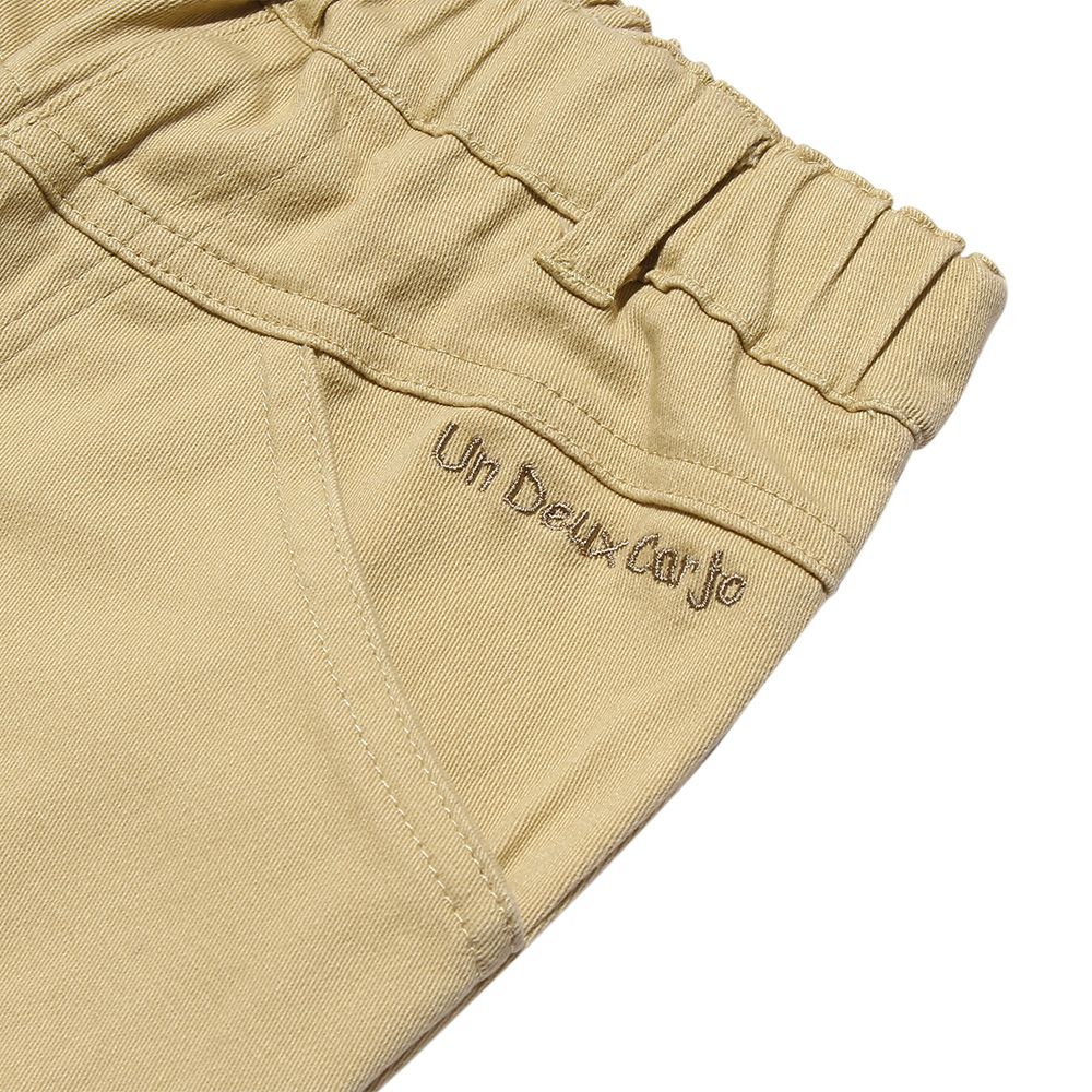 Embroidery stretch twill full length pants Beige Design point 1