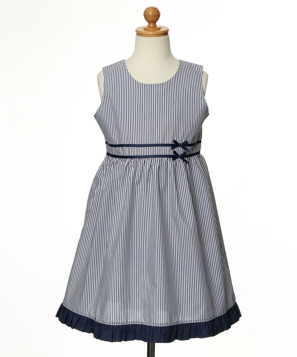 Stripe dress with line and ribbon design Navy torso