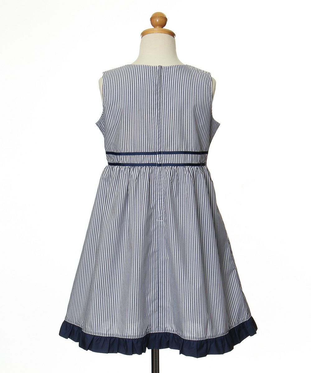Stripe dress with line and ribbon design Navy torso