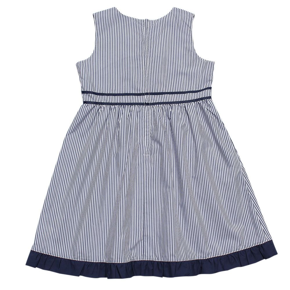 Stripe dress with line and ribbon design Navy back