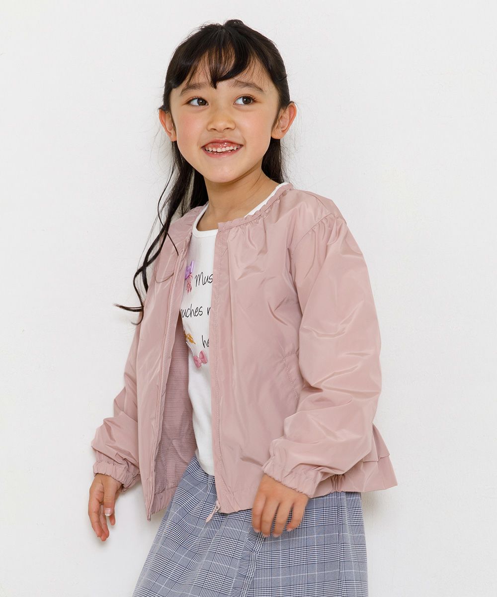 Children's clothing girl back frills and pockets No color zip -up jacket pink (02) model image 3