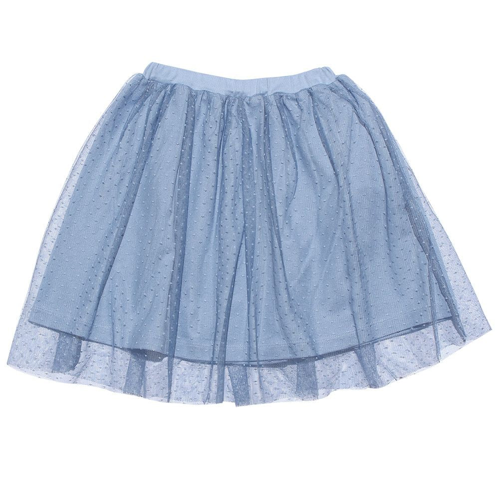 Dot pattern tulle skirt with lining Blue front