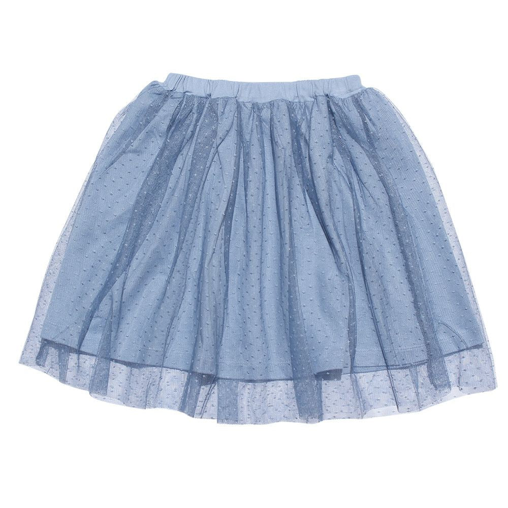 Dot pattern tulle skirt with lining Blue back