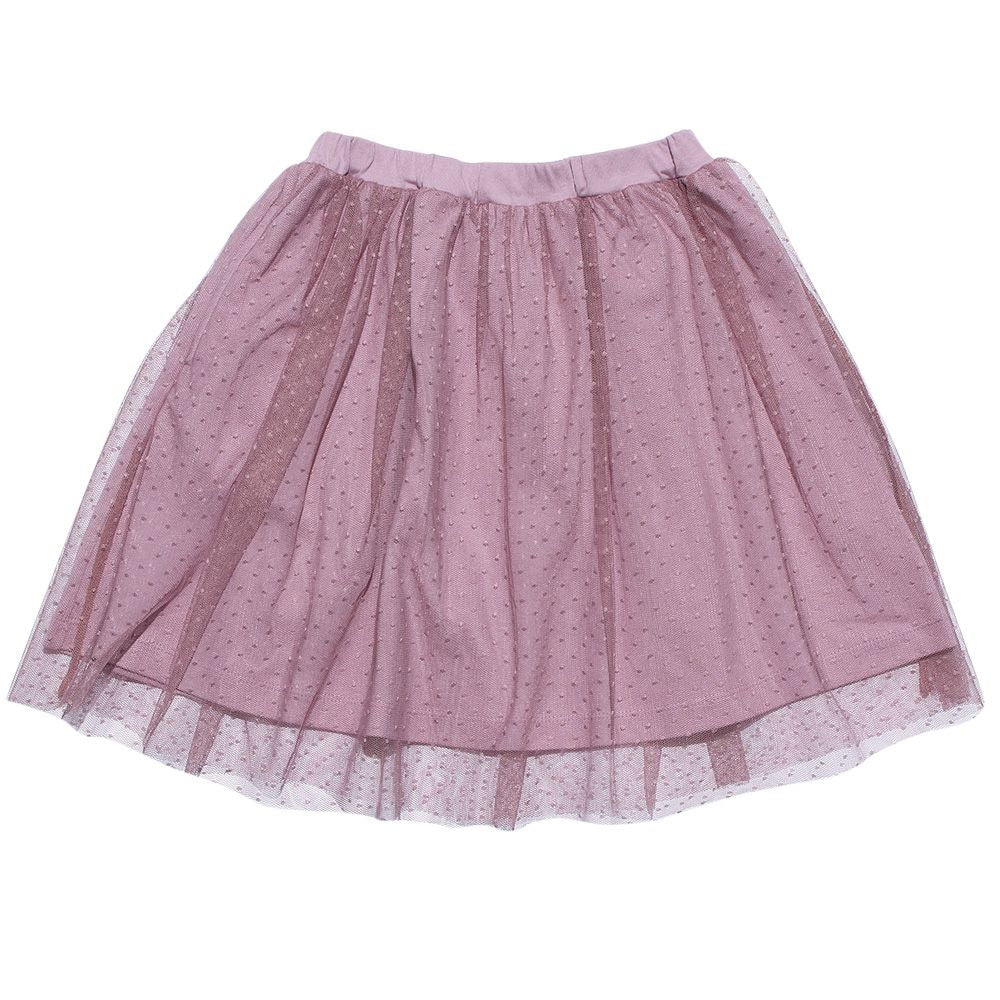 Dot pattern tulle skirt with lining Purple back