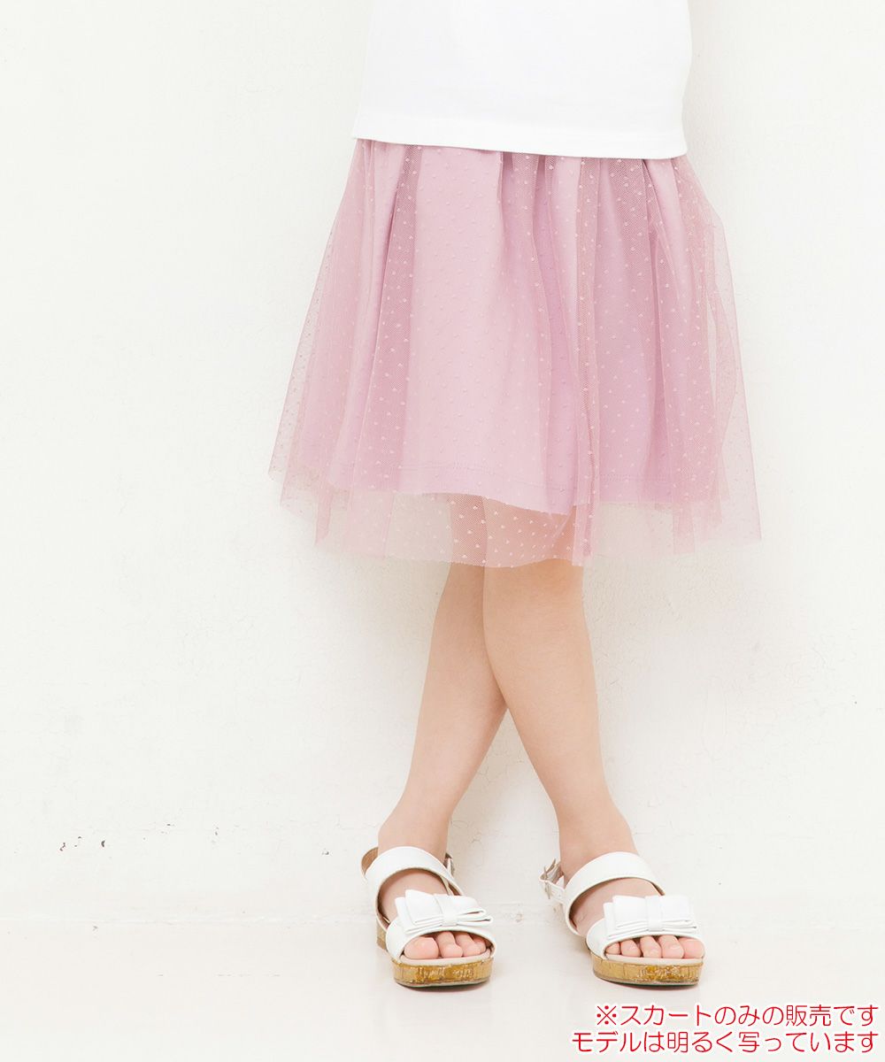 Dot pattern tulle skirt with lining Purple model image up