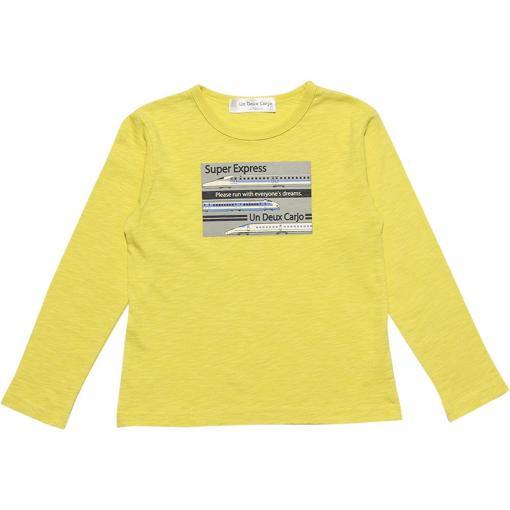 Children's clothing boy 100 % Cotton Series Train Print T -shirt Yellow (04) front