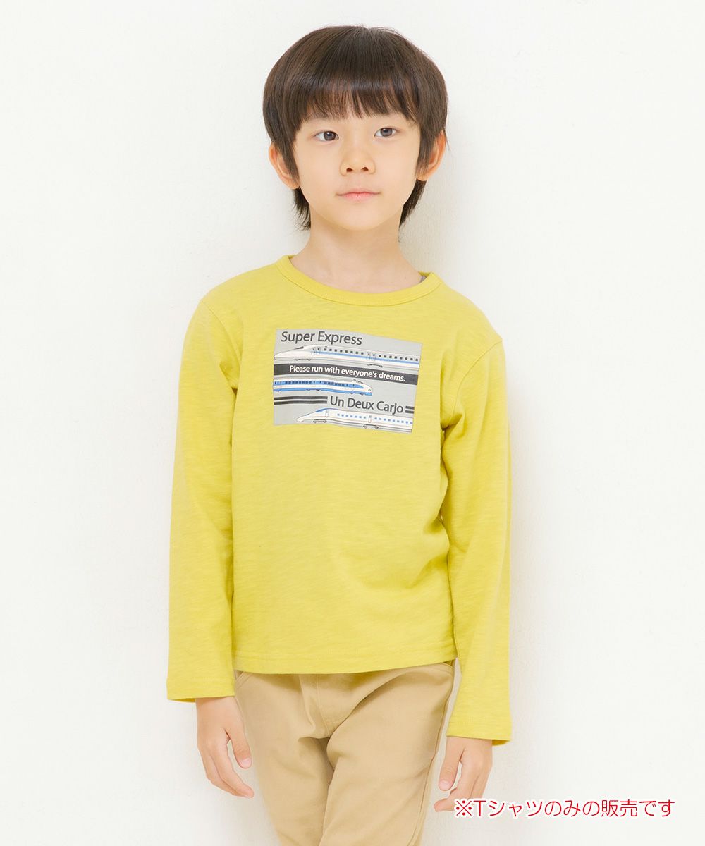 Children's clothing boy 100 % Cotton Series Train Print T -shirt Yellow (04) Model Image 1