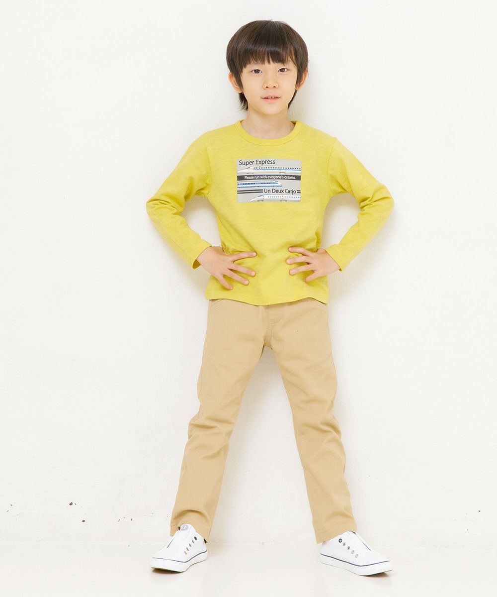 Children's clothing boy 100 % Cotton Series Train Print T -shirt Yellow (04) Model Image 2