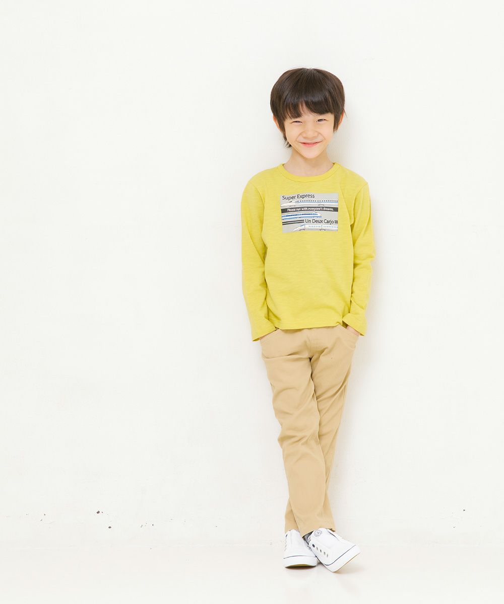 Children's clothing boy 100 % Cotton Series Train Print T -shirt Yellow (04) Model Image 4