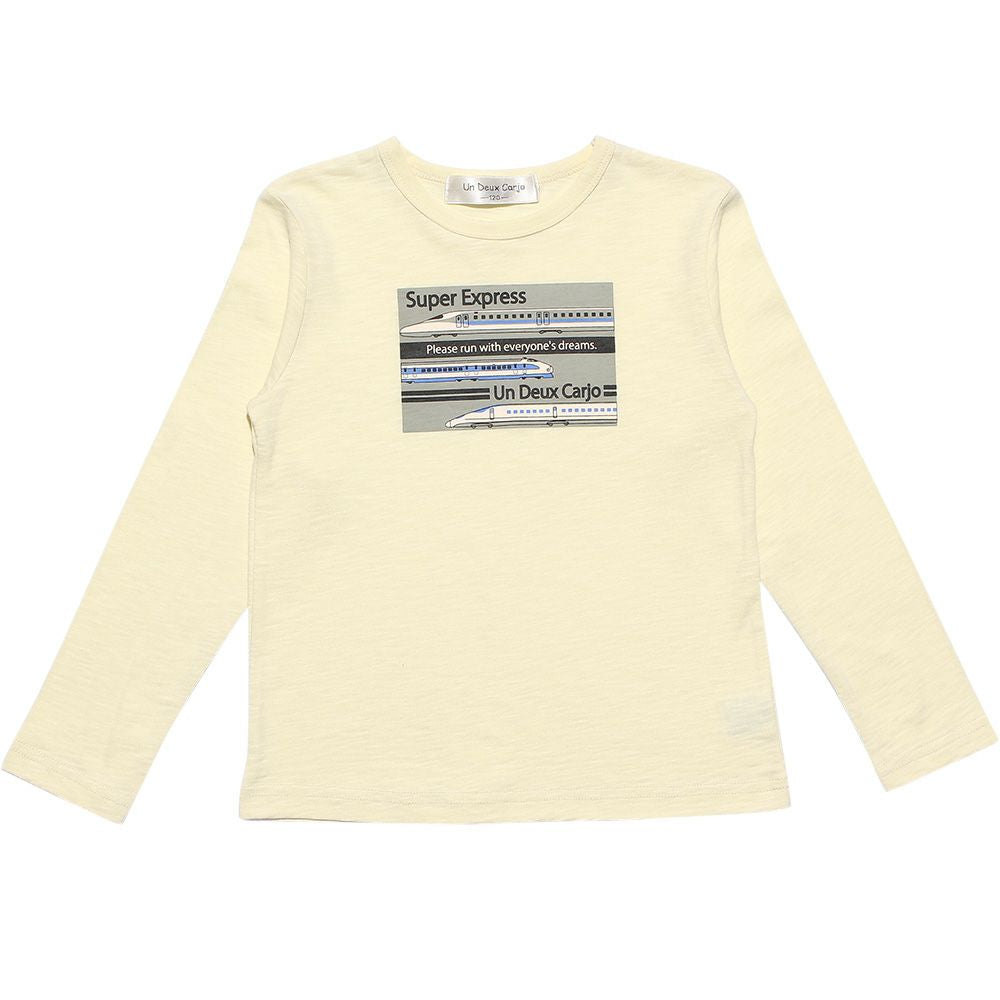 Children's clothing boy 100 % Cotton Series Train Print T -shirt Ivory (12) front