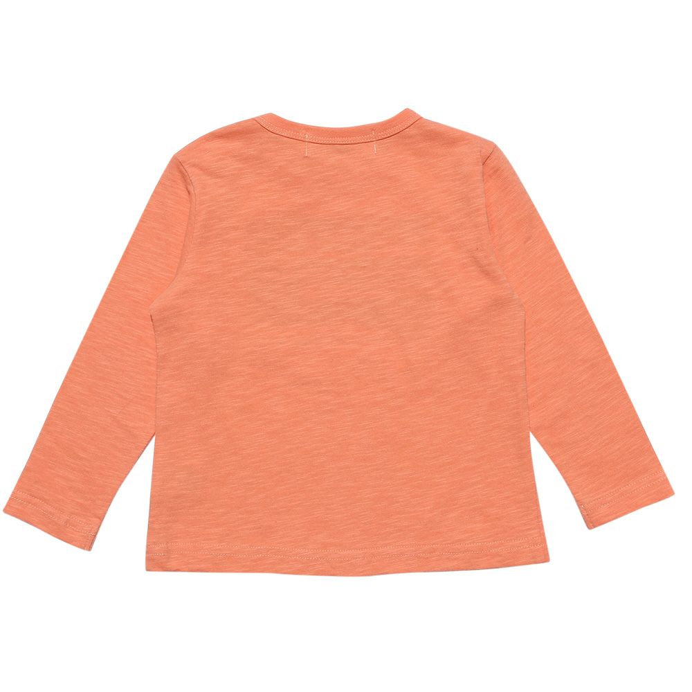 Baby size 100 % cotton vehicle series train print T -shirt Orange back