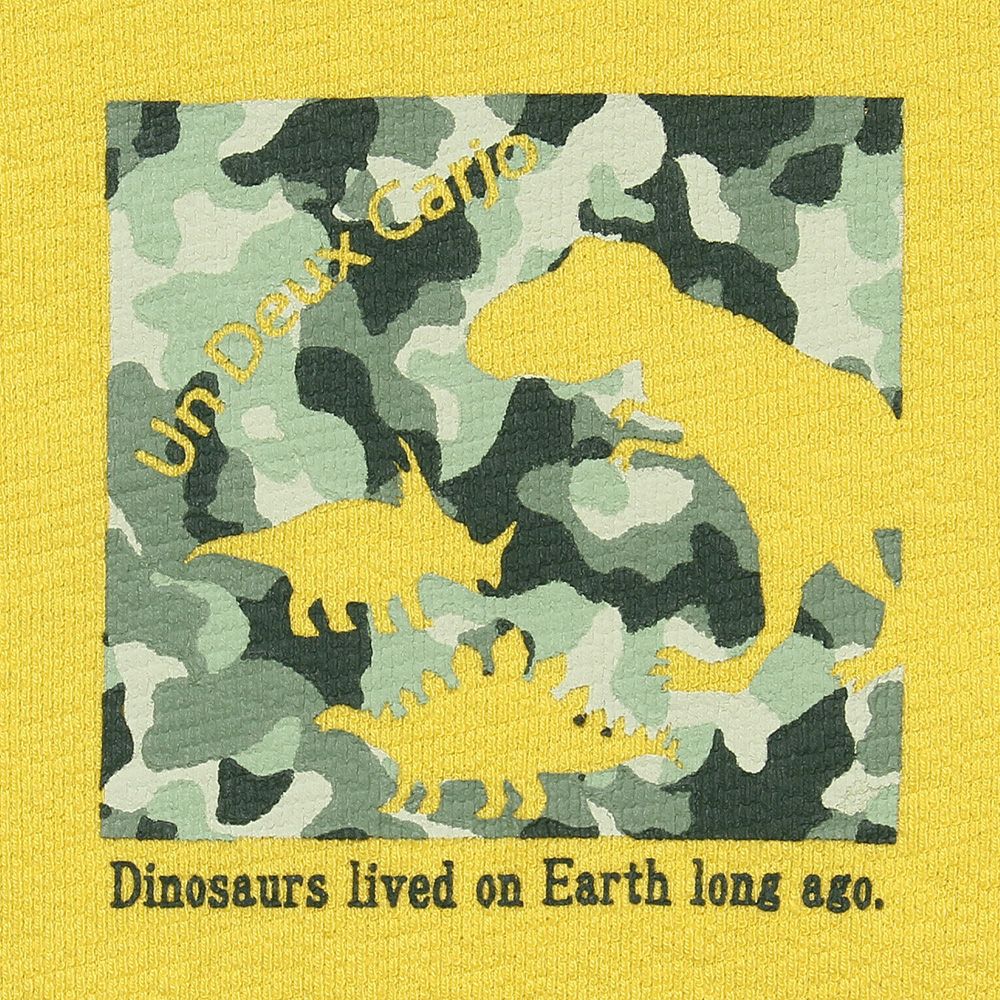 100 % cotton camouflage pattern dinosaur motif animal print T -shirt Yellow Design point 1