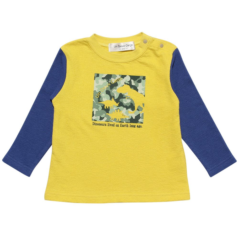 100 % cotton camouflage pattern Dinaso Dinosaur Motif Animal Series T -shirt Yellow front