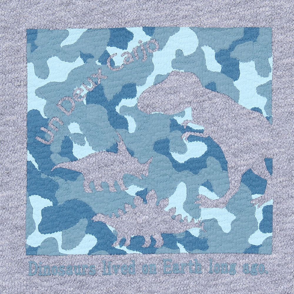 100 % cotton camouflage pattern Dinaso Dinosaur Motif Animal Series T -shirt Misty Gray Design point 1