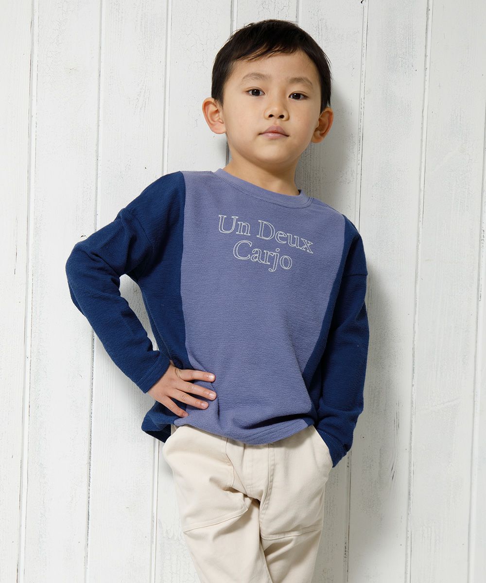 Children's clothing boy 100 % cotton logo print T -shirt purple (91) model image 1