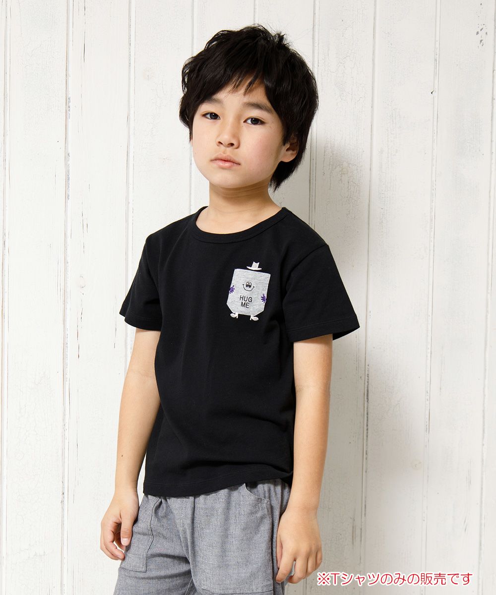 100 % cotton logo & pocket mammothif T -shirt Black model image 1