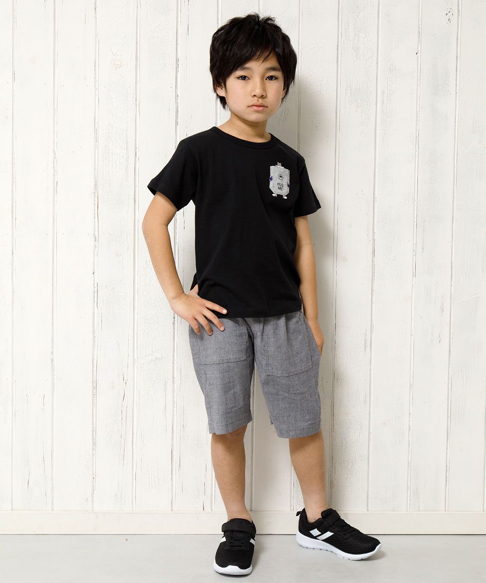 100 % cotton logo & pocket mammothif T -shirt Black model image 4