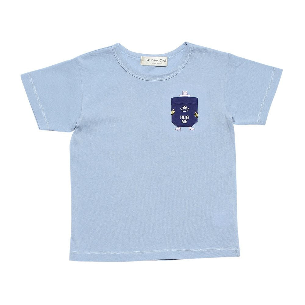 100 % cotton logo & pocket mammothif T -shirt Blue front