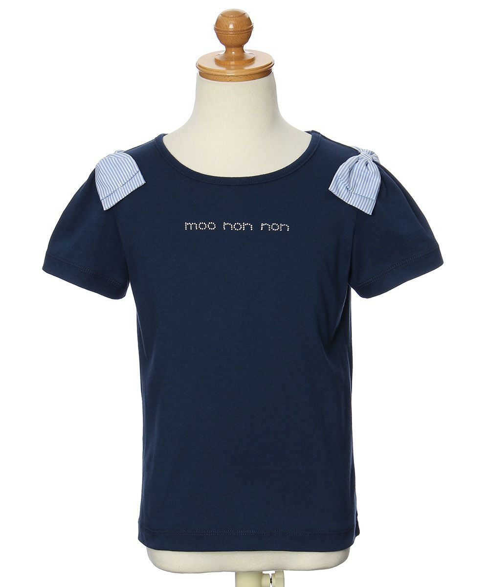 100 % cotton logo T-shirt with shoulder ribbons Navy torso