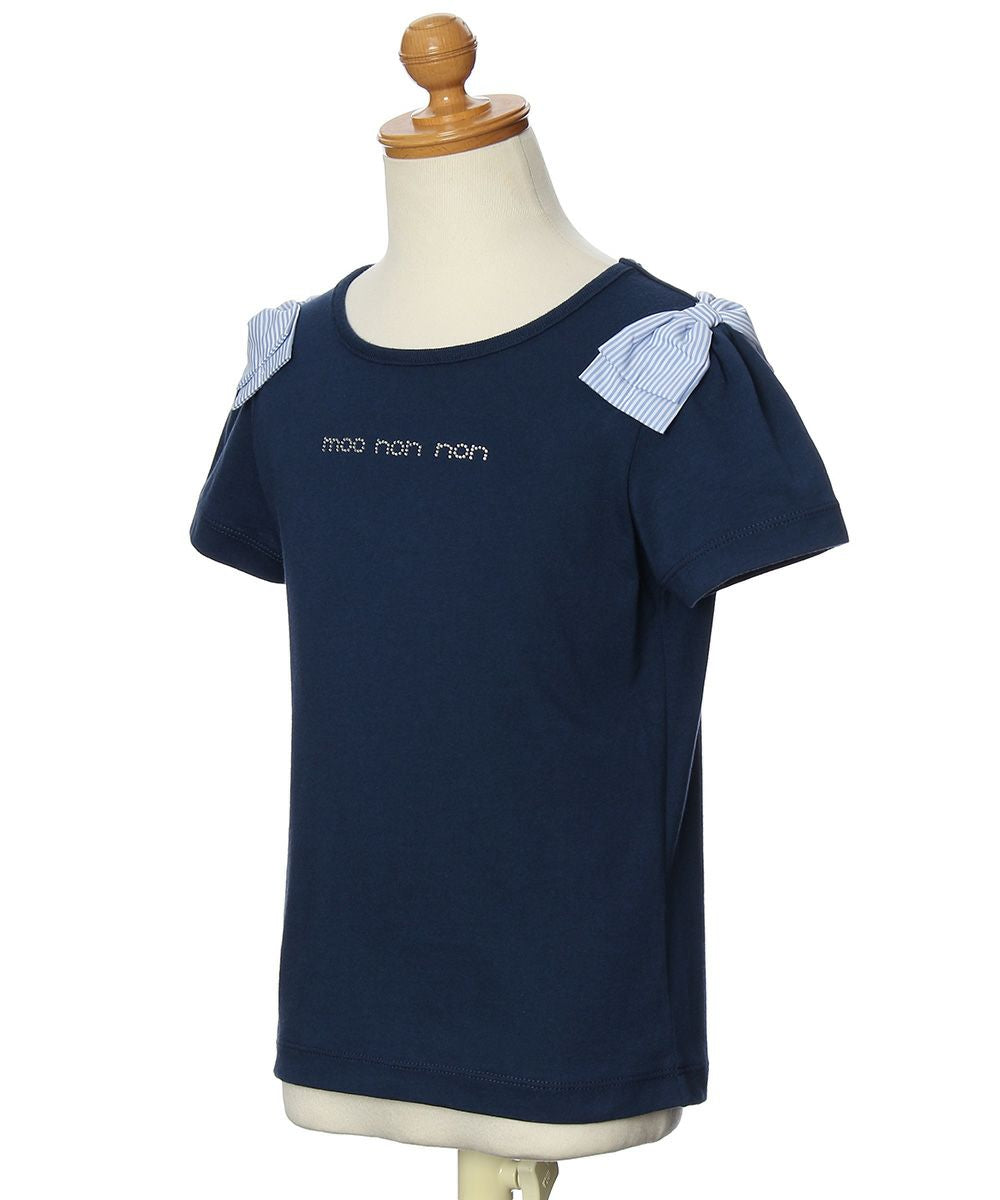 100 % cotton logo T-shirt with shoulder ribbons Navy torso