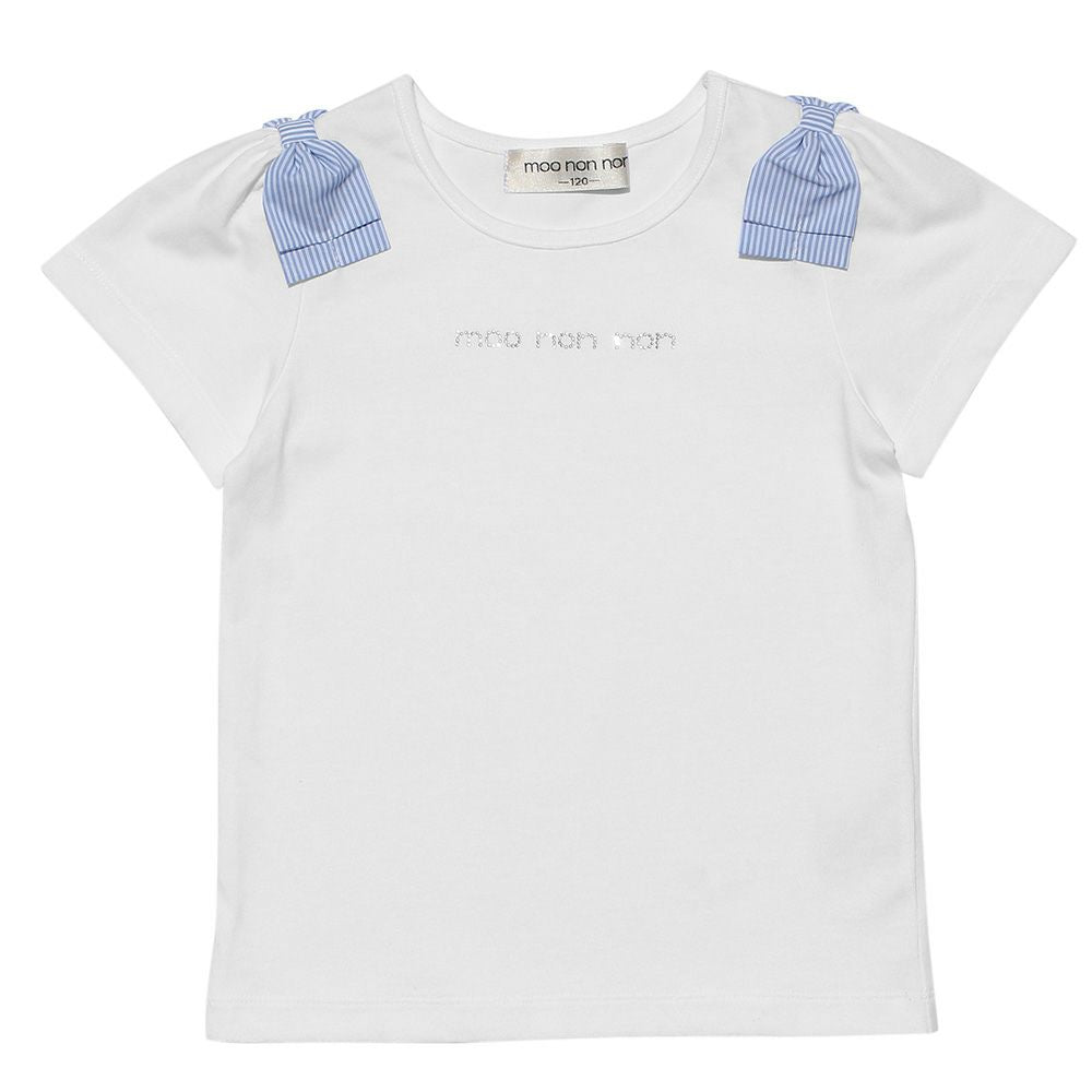 100 % cotton logo T-shirt with shoulder ribbons Off White front