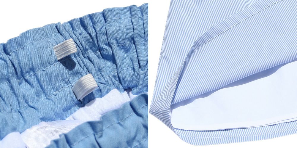 Striped pattern waist pocket with lining skirt Blue Design point 2