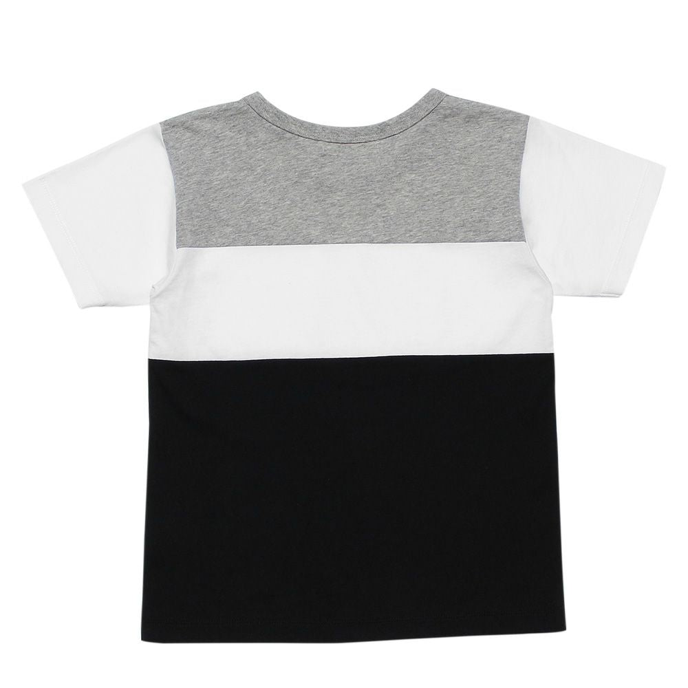 100 % cotton color scheme switching T -shirt with guitar uplique Black back