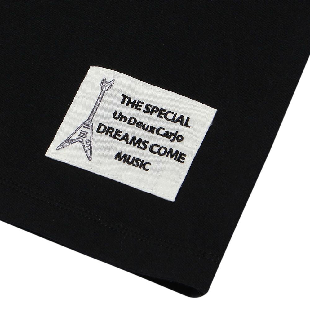 100 % cotton color scheme switching T -shirt with guitar uplique Black Design point 2