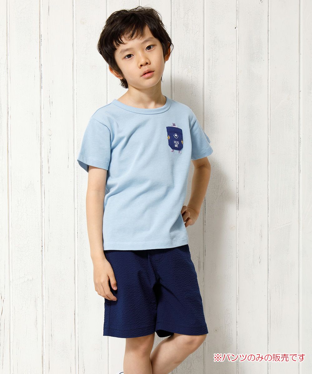 Sheer soccer shorts with applique pockets Navy model image 1