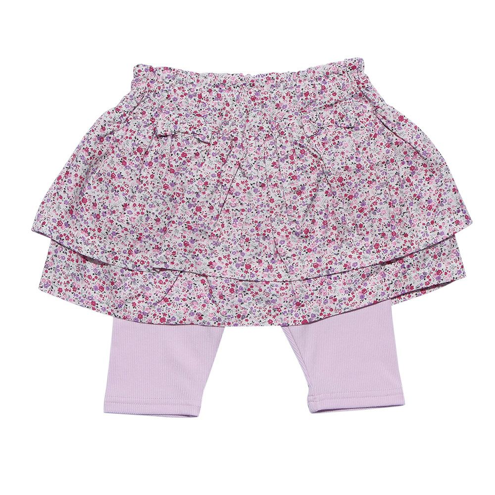 Floral pattern frill skirt knee-length leggings scats Pink front