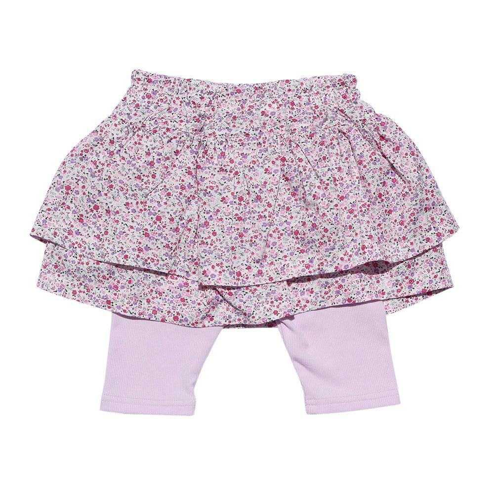 Floral pattern frill skirt knee-length leggings scats Pink back