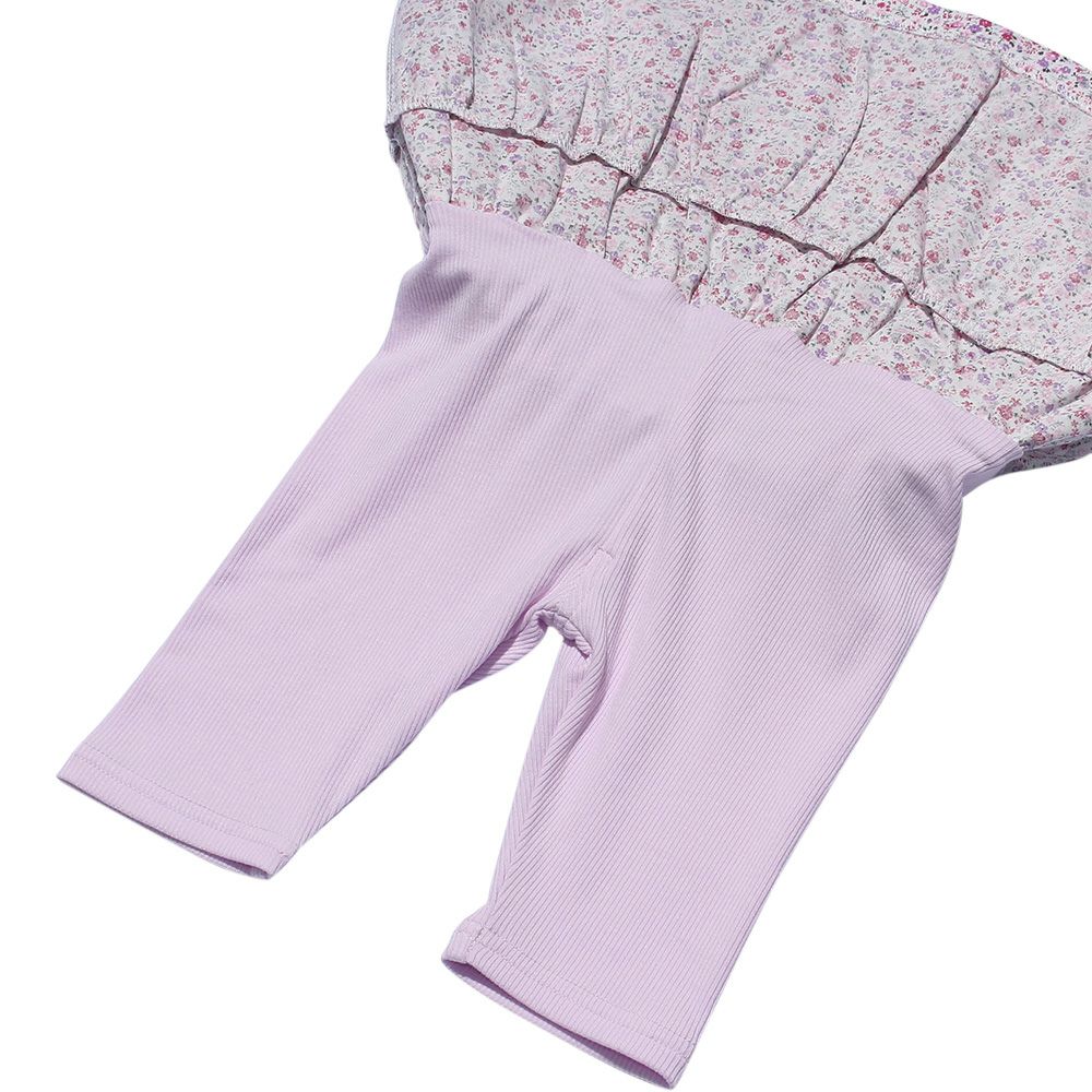 Floral pattern frill skirt knee-length leggings scats Pink Design point 1