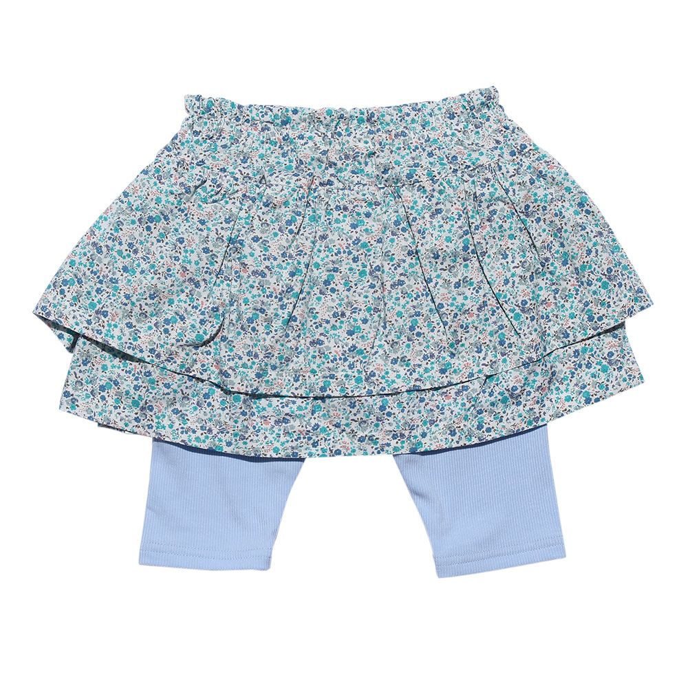Floral pattern frill skirt knee-length leggings scats Blue back