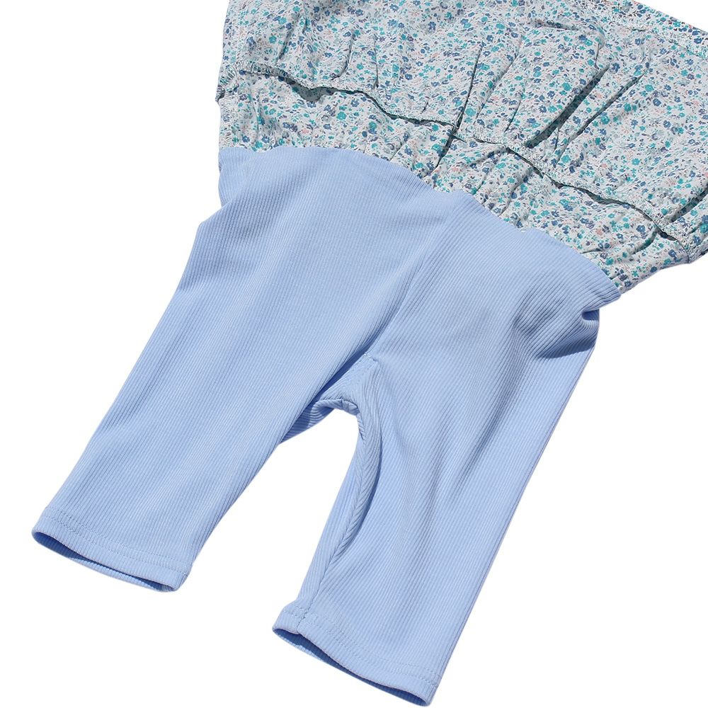 Floral pattern frill skirt knee-length leggings scats Blue Design point 1