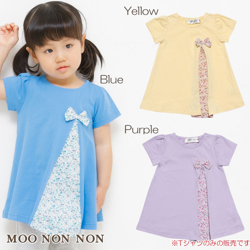 Baby size 100 % cotton switching floral T-shirt with ribbon  MainImage
