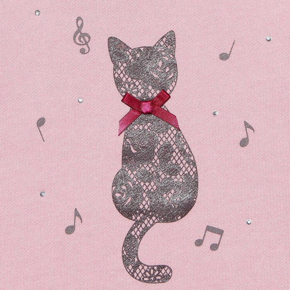 Children's clothing Girl Cat Print & Ribbon Back Trainer Pink (02) Design Point 1