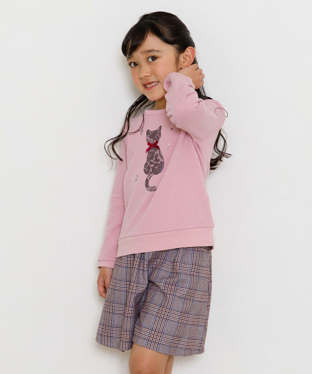 Children's clothing Girl Cat Print & Ribbon Lleuring Trainer Pink (02) Model Image 4