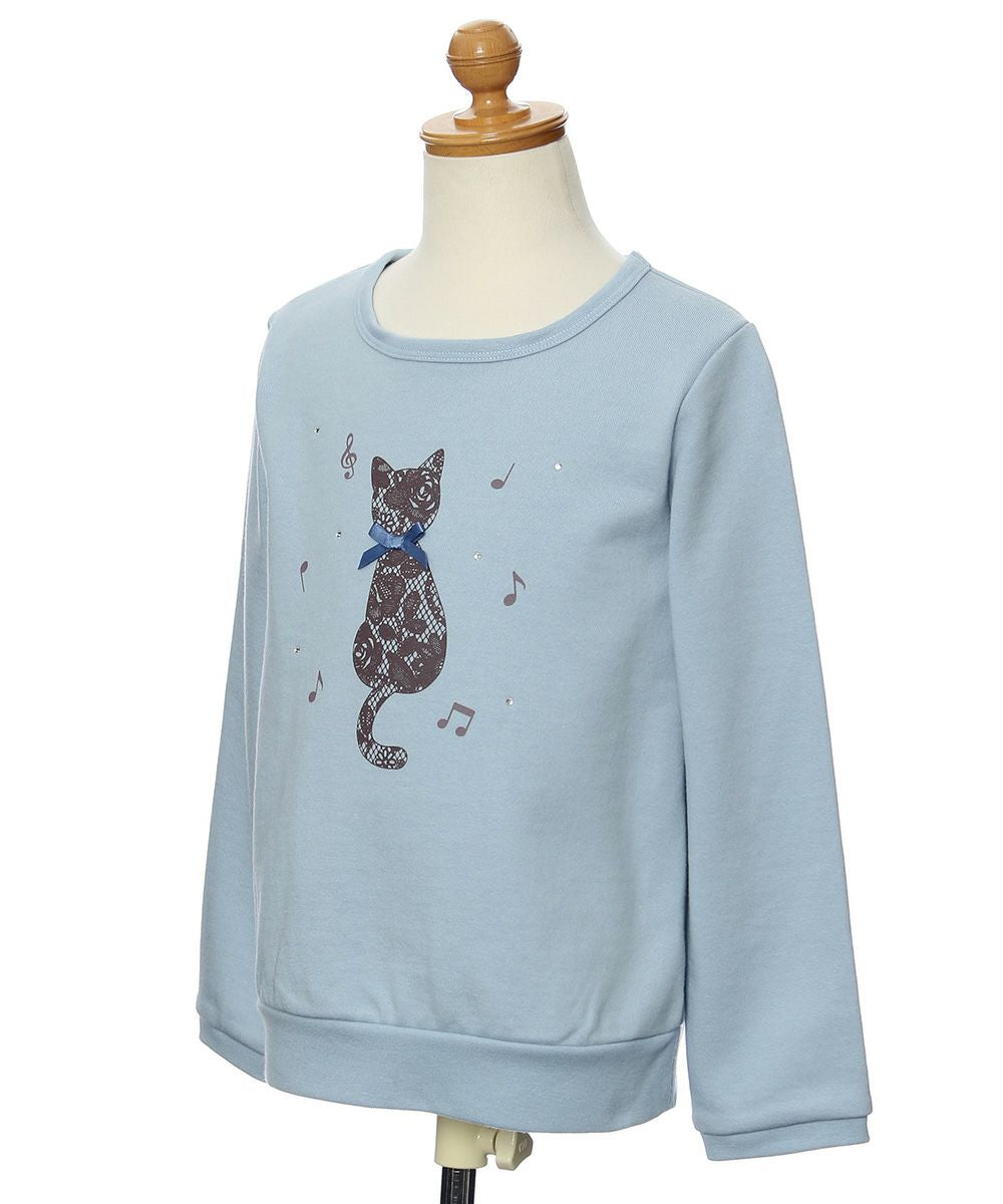 Children's clothing Girl Cat Print & Ribbon Lleuring Trainer Blue (61) Torso