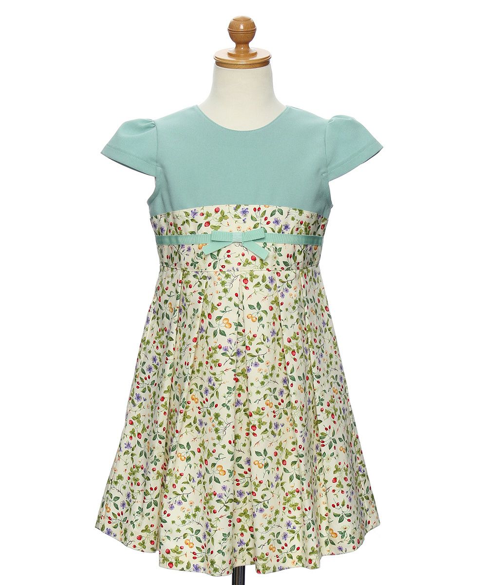 A floral dress dress with a ribbon made in Japan Green torso