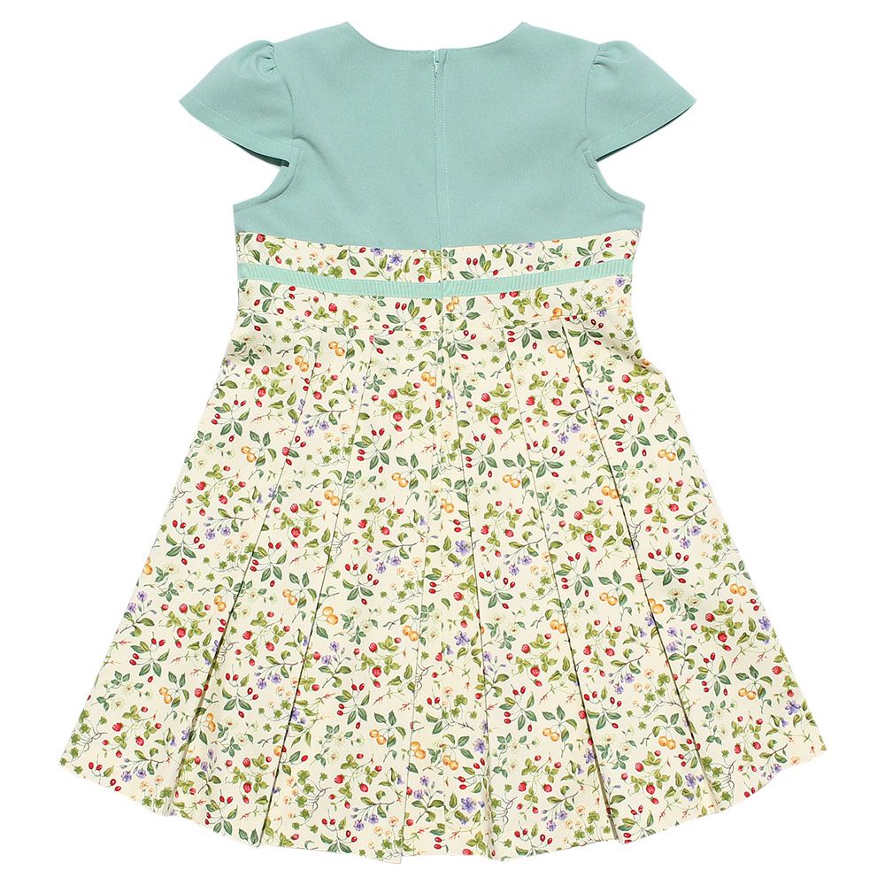 A floral dress dress with a ribbon made in Japan Green back