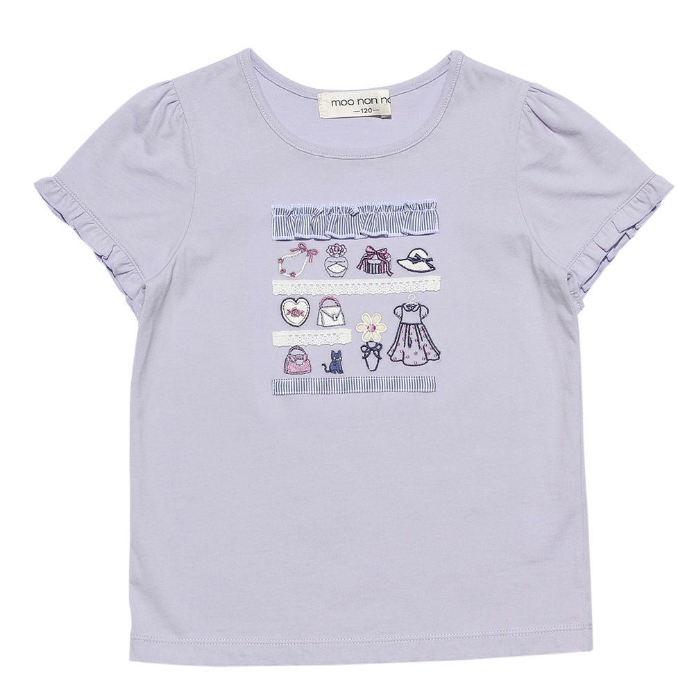 100 % cotton boutique embroidery T-shirt Purple front