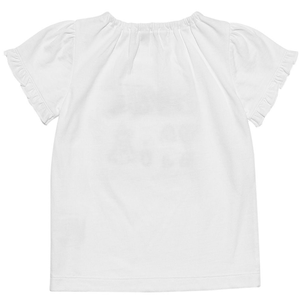 Baby size 100% cotton boutique embroidery T-shirt Off White back