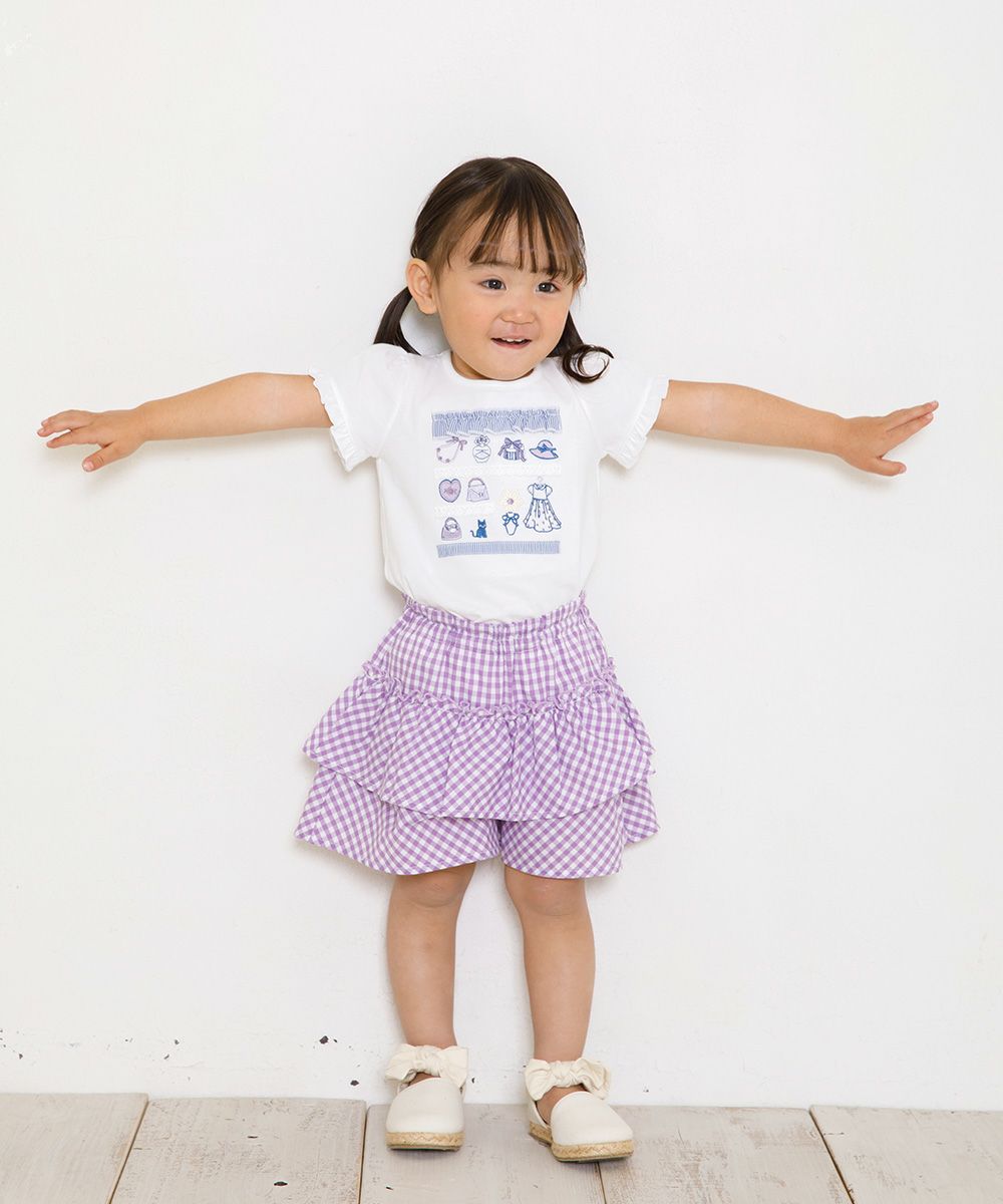 Baby size 100% cotton boutique embroidery T-shirt Off White model image 4