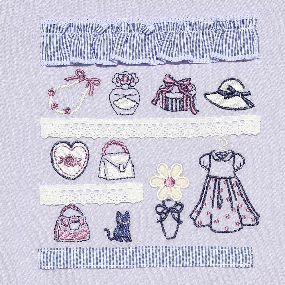 Baby size 100% cotton boutique embroidery T-shirt Purple Design point 1