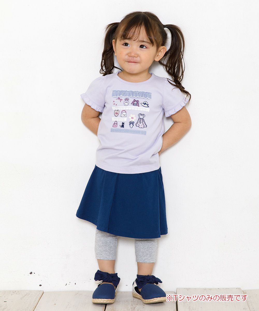 Baby size 100% cotton boutique embroidery T-shirt Purple model image whole body